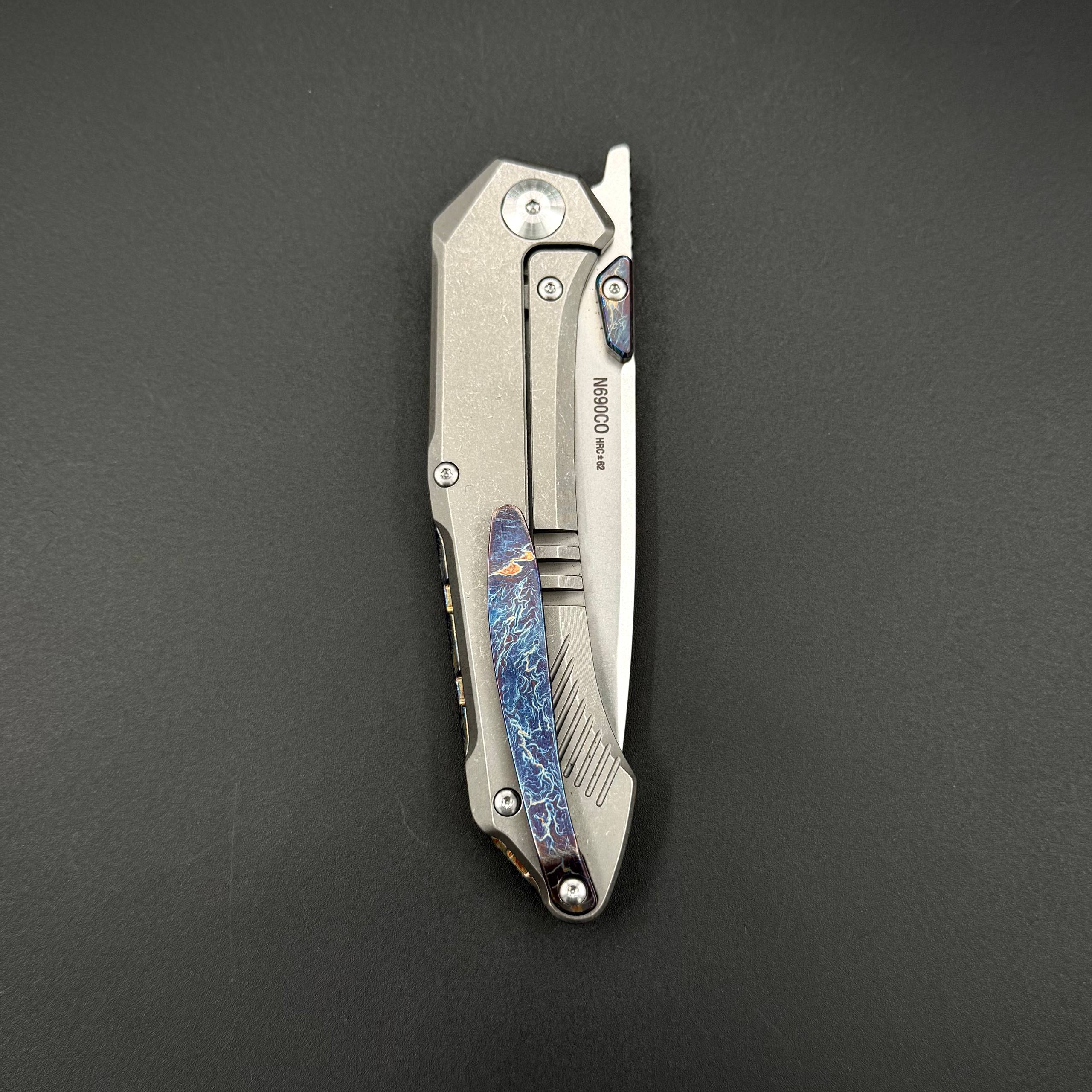 Складной нож Vigil n690co Titanium Custom Carbon Fiber T106 Green Alpha Miu
