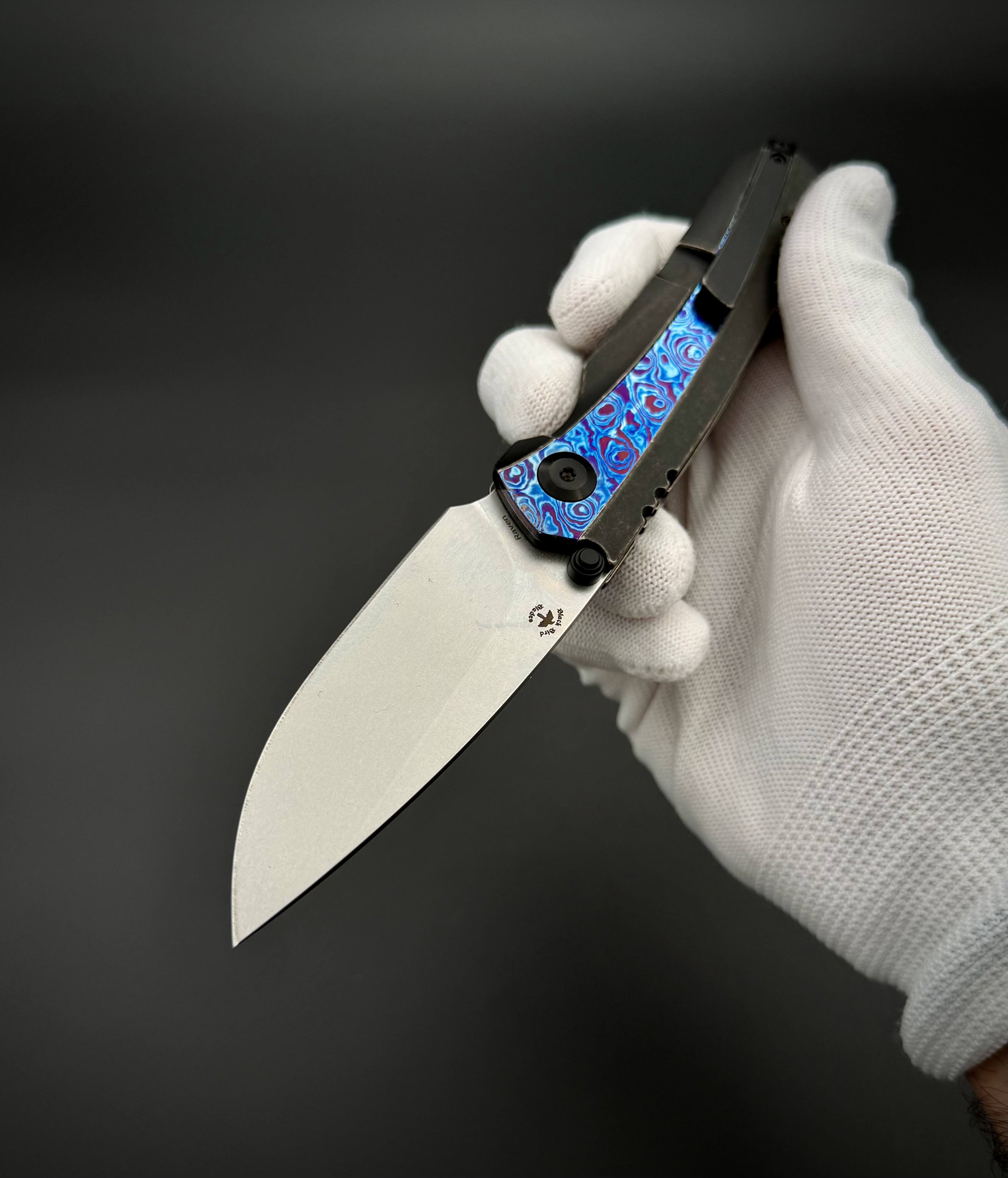 Складной нож Kansept Knives Raven, сталь CPM 20CV, SW, рукоять титан/тимаскус