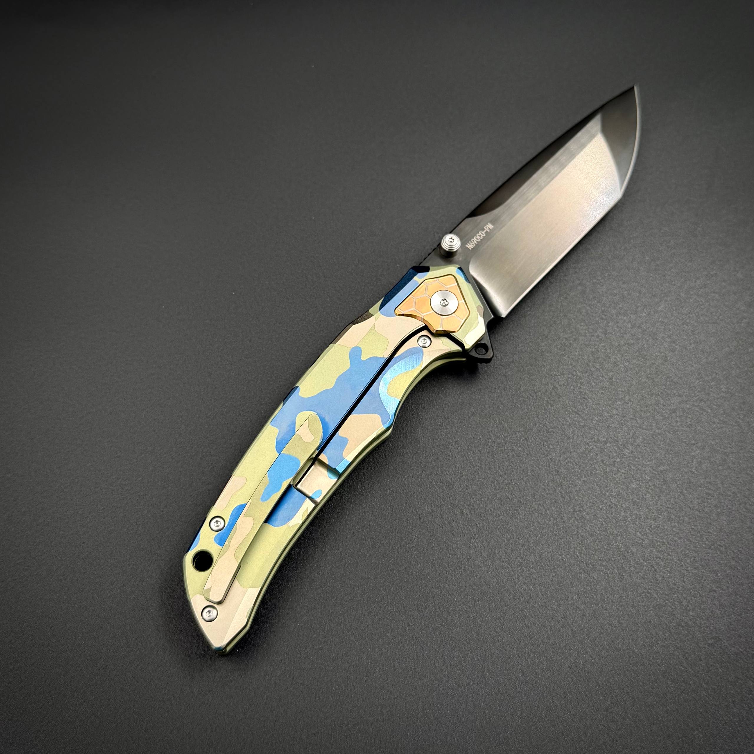 Складной нож REX N690CO Titanium Blue Brown Alpha Miu