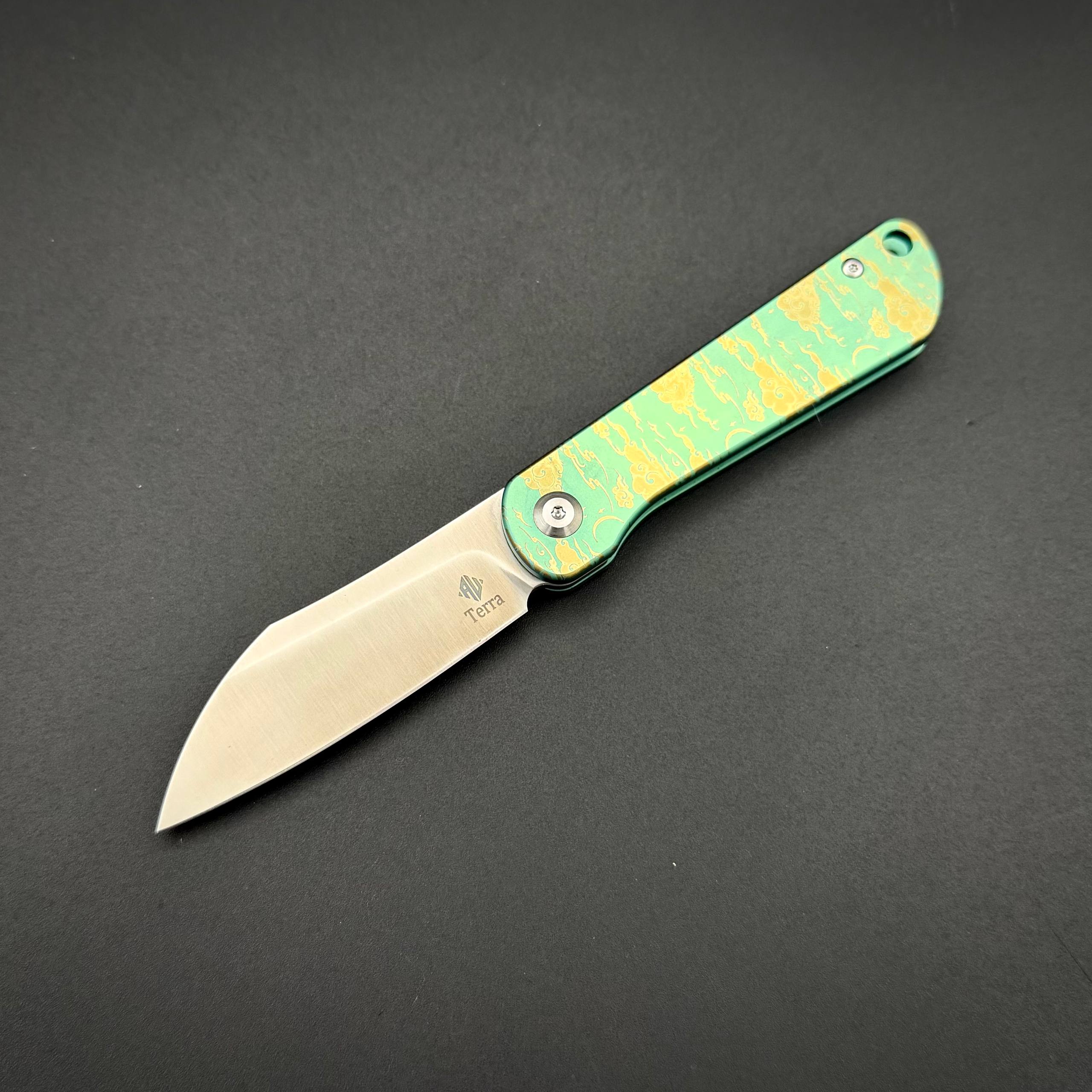 Складной нож REI M390 Green Yellow Titanium Terra Series
