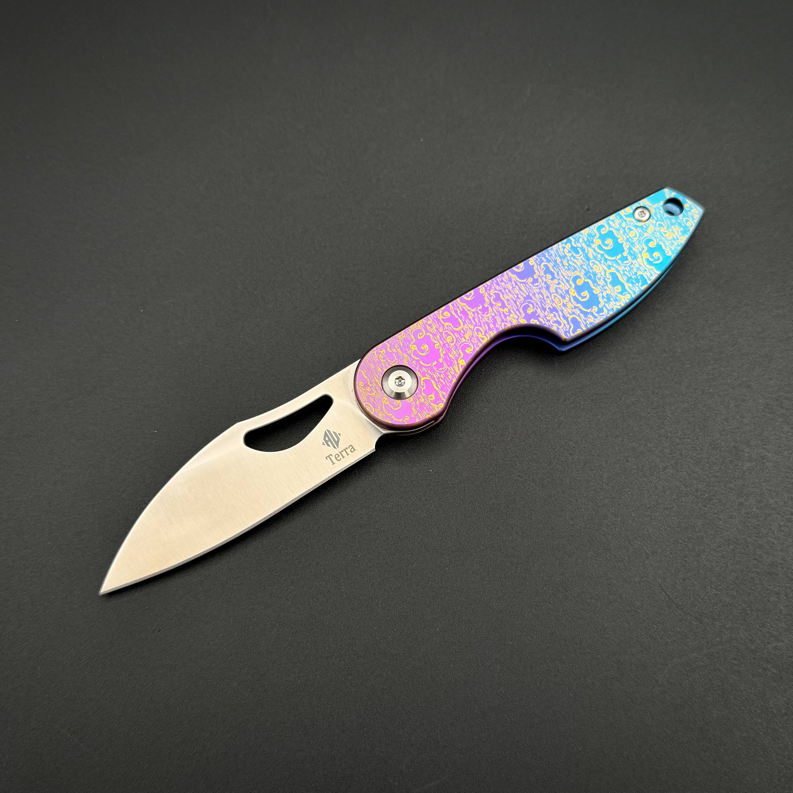 Складной нож ARC Blue Pink M390 Titanium Detent Lock Terra Series