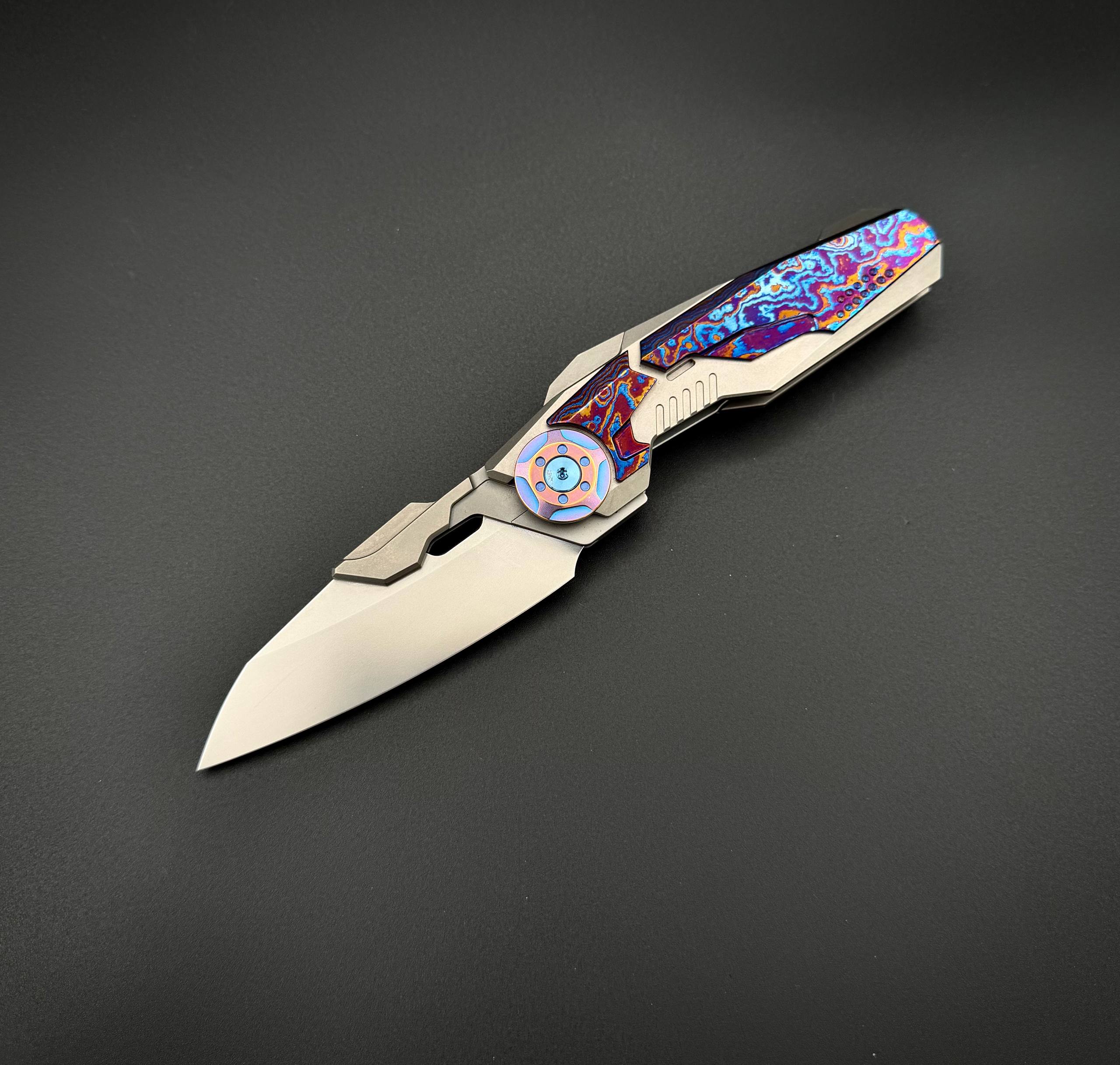 Складной нож интеграл Nexus CPM S125V Timascus Gunmetal Black Titanium  Alpha Miu