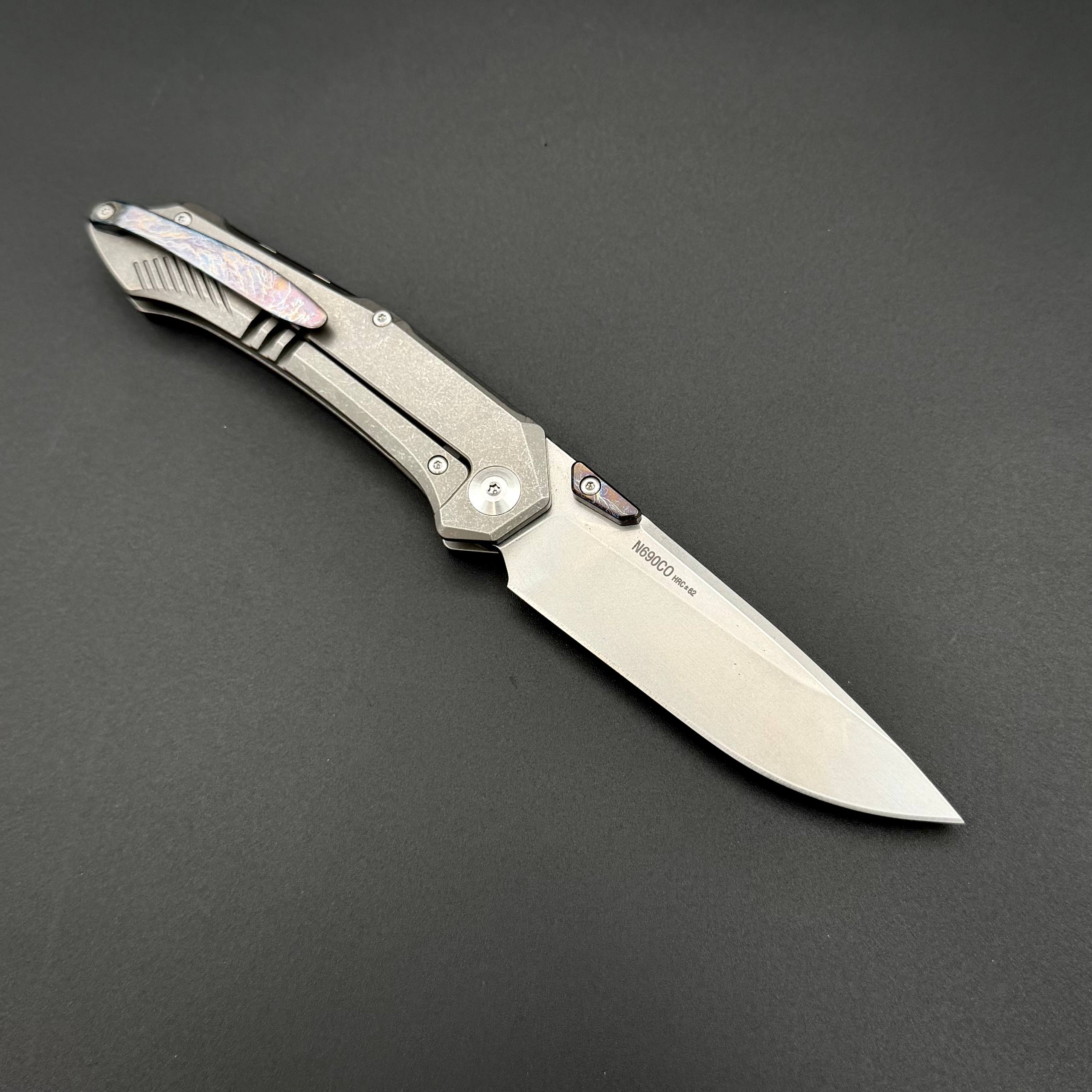 Складной нож Vigil n690co Titanium Custom Carbon Fiber T108 Yellow Alpha Miu