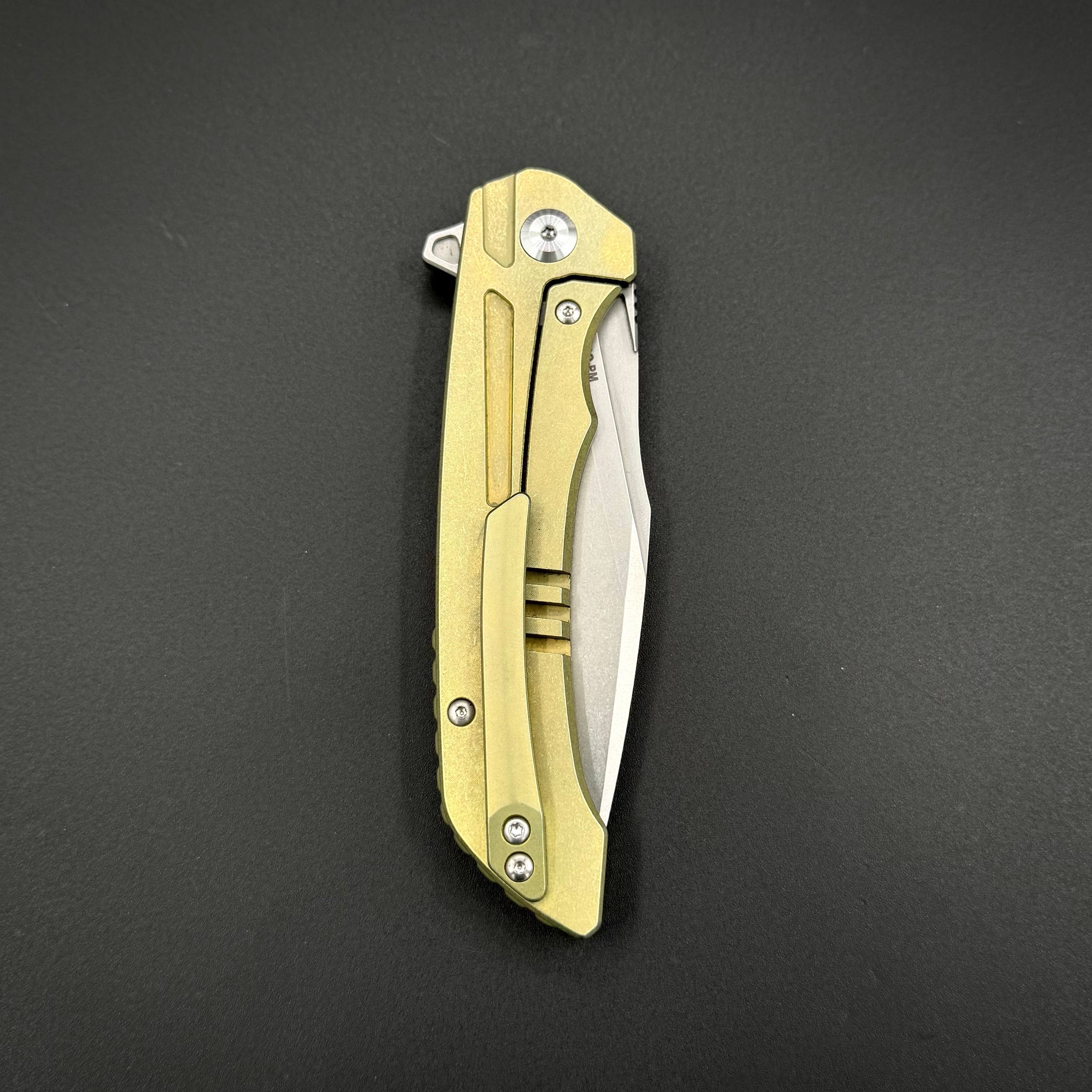 Складной нож Abyss n690co Titanium Gold Alpha Miu