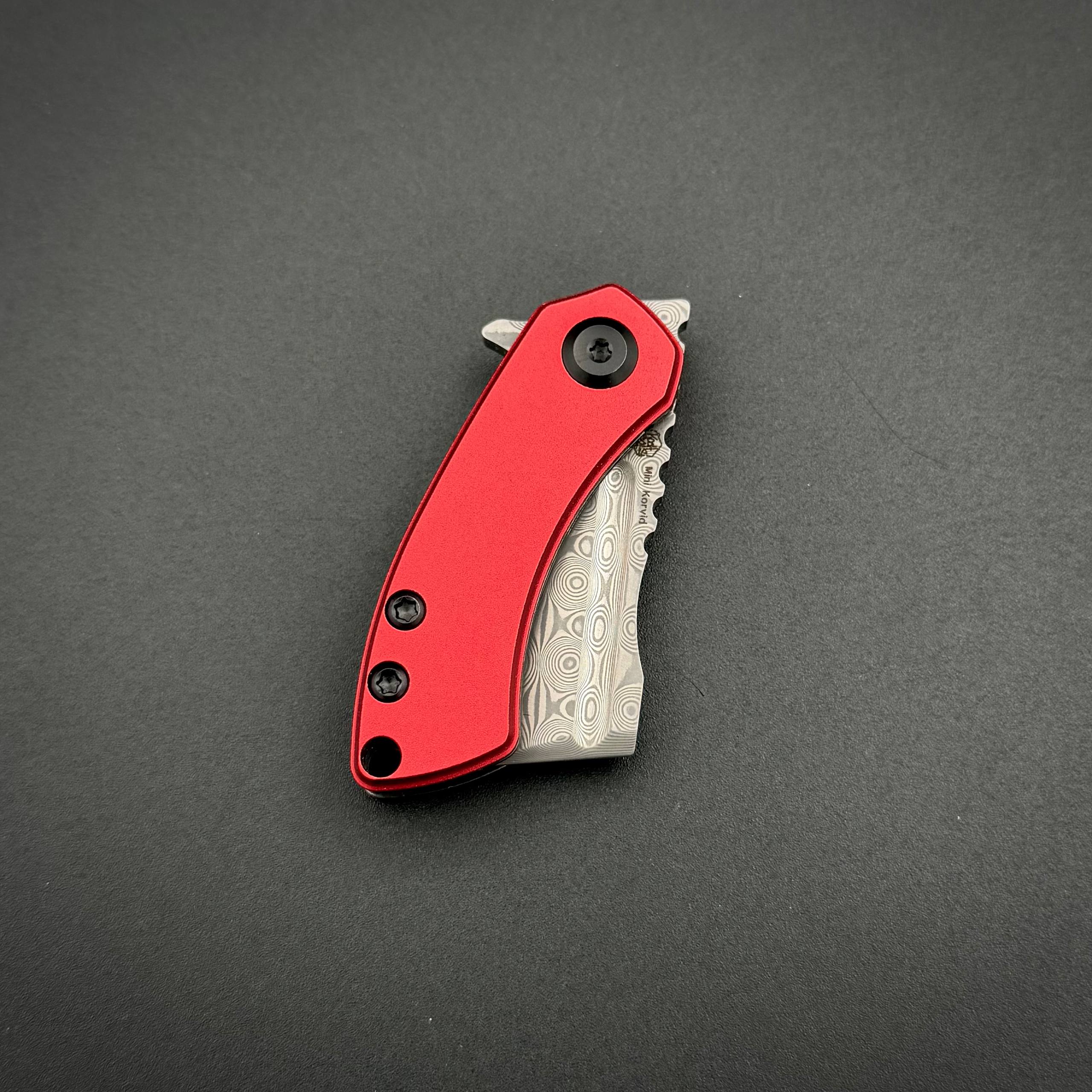 Складной нож Mini Korvid Damascus Red Anodised Aluminium