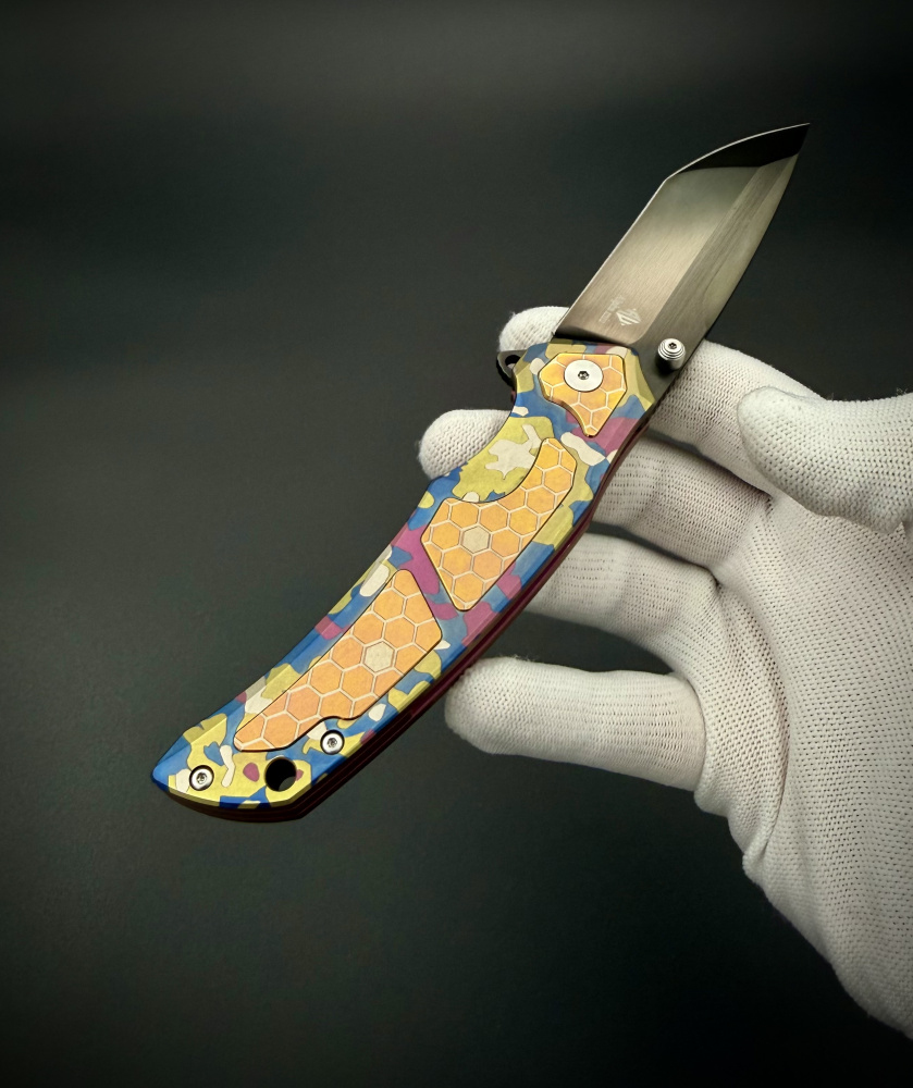 Складной нож REX N690CO Titanium Blue Pink Alpha Miu