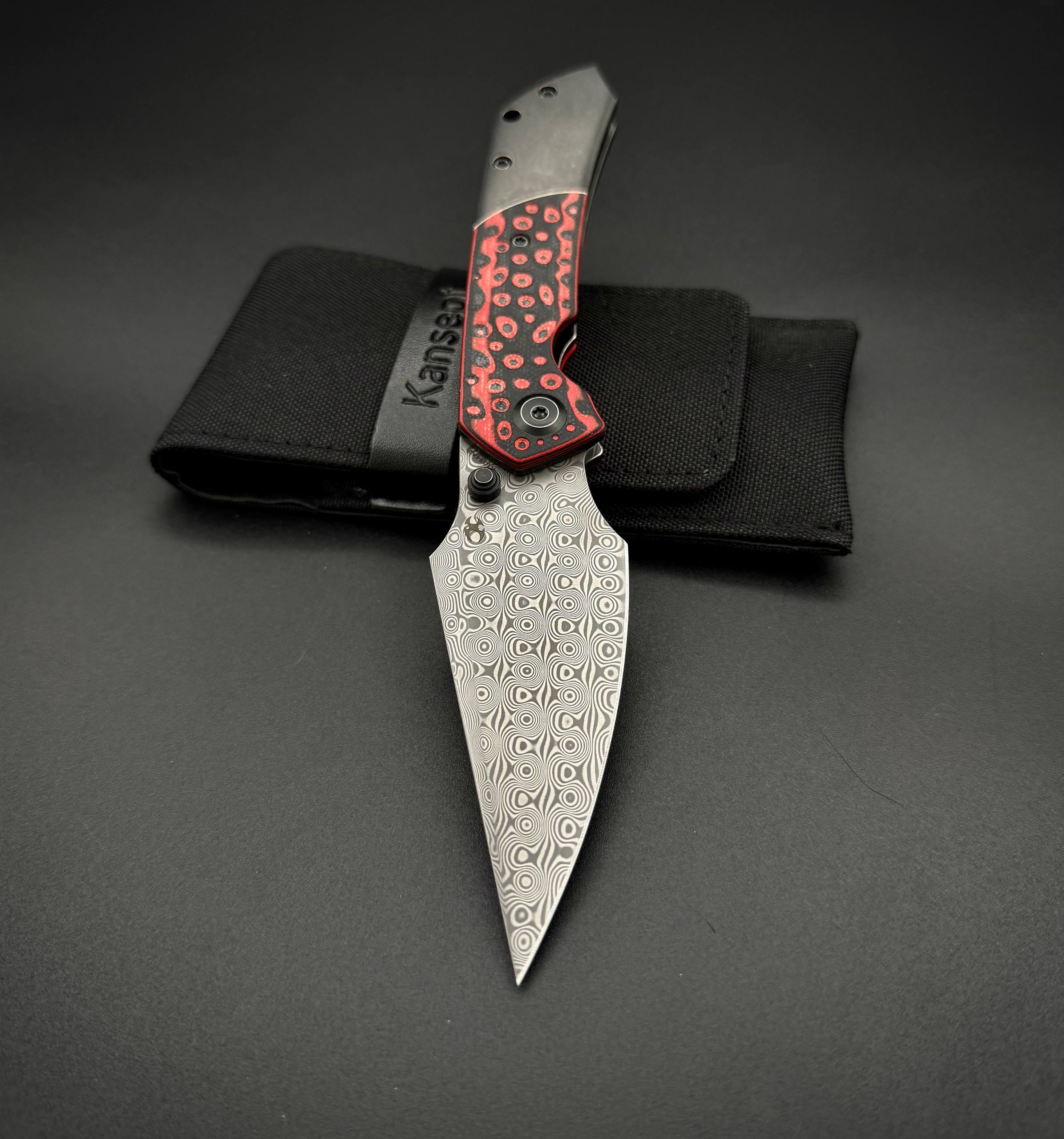 Складной нож Kansept Fenrir Damascus Black Red G10 Black TiCn Coated Titanium