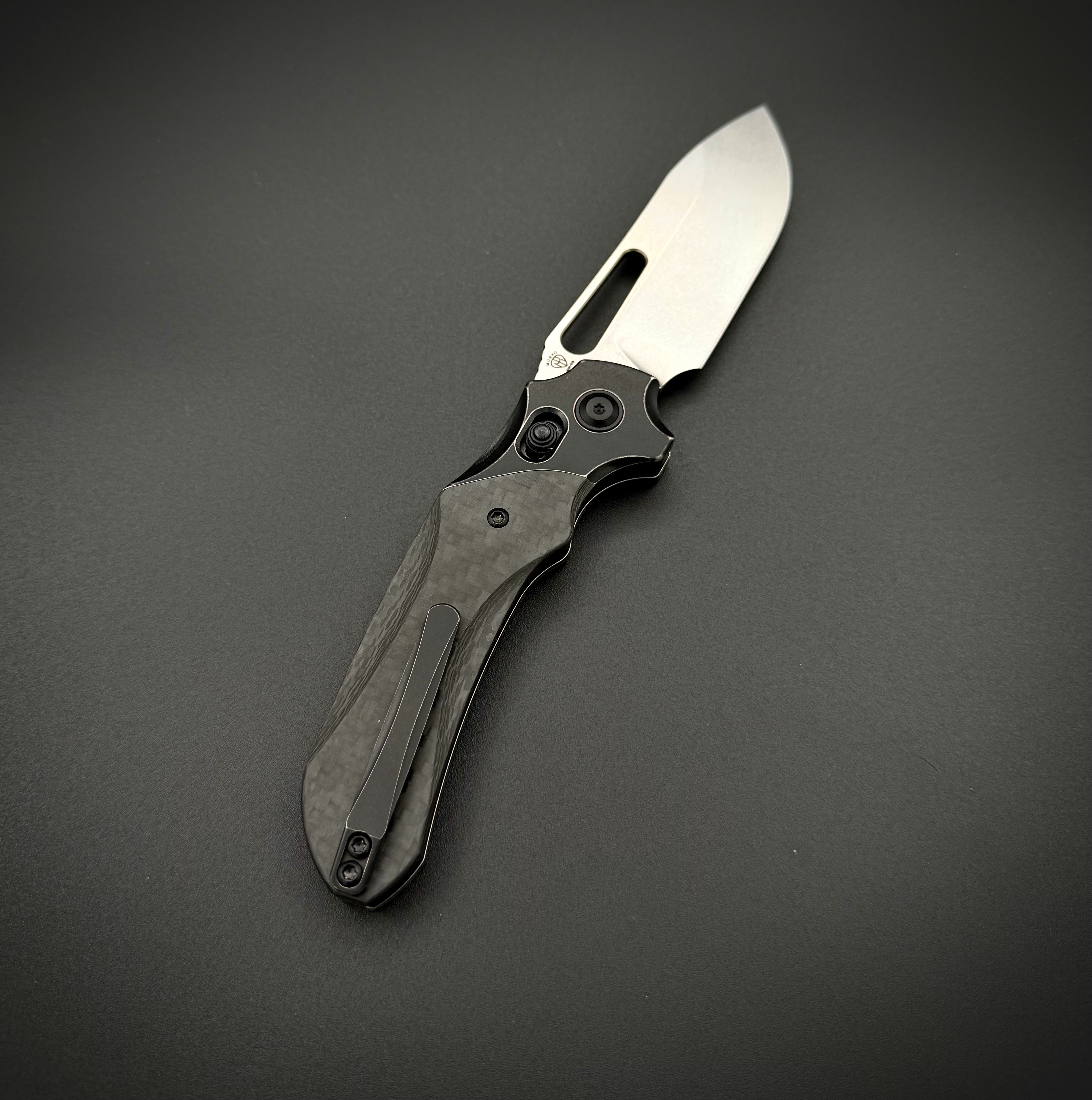 Складной нож Kansept Quasar stonewash сталь CPM-20CV, рукоять Blackwash Titanium/Carbon Fiber