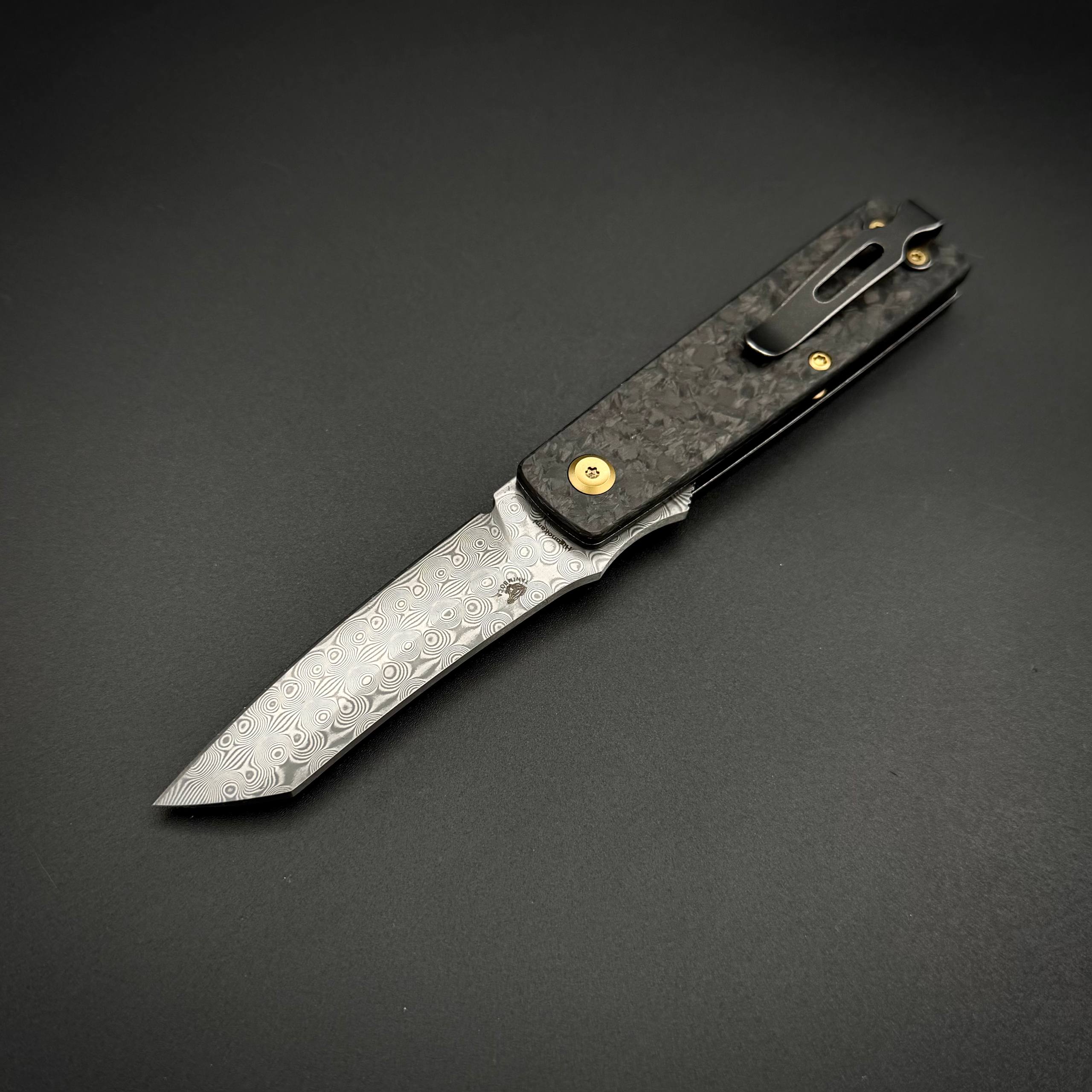 Складной нож Higonokami Kansept Damascus Shred Carbon Fiber