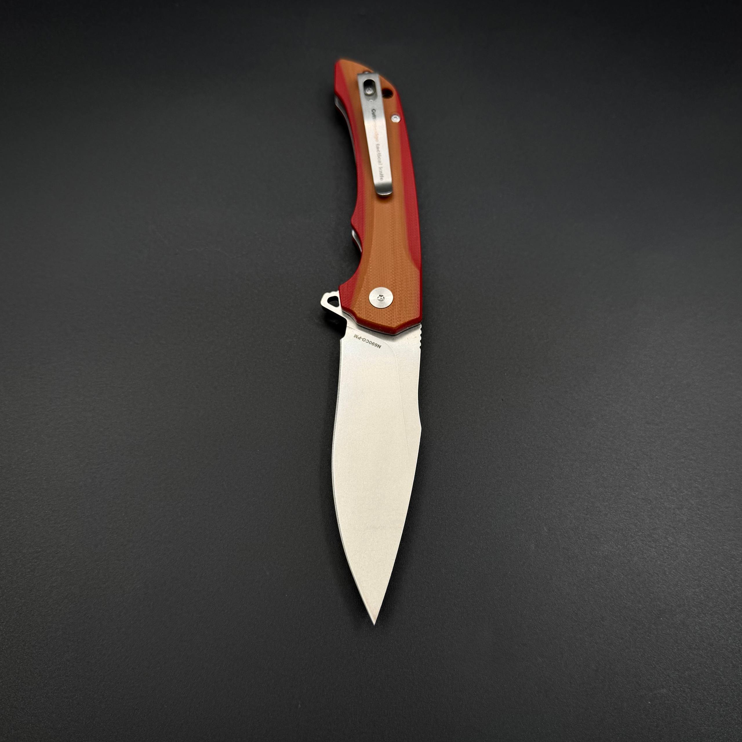 Складной нож Abyss-B n690co G10 Brown Red Alpha Miu