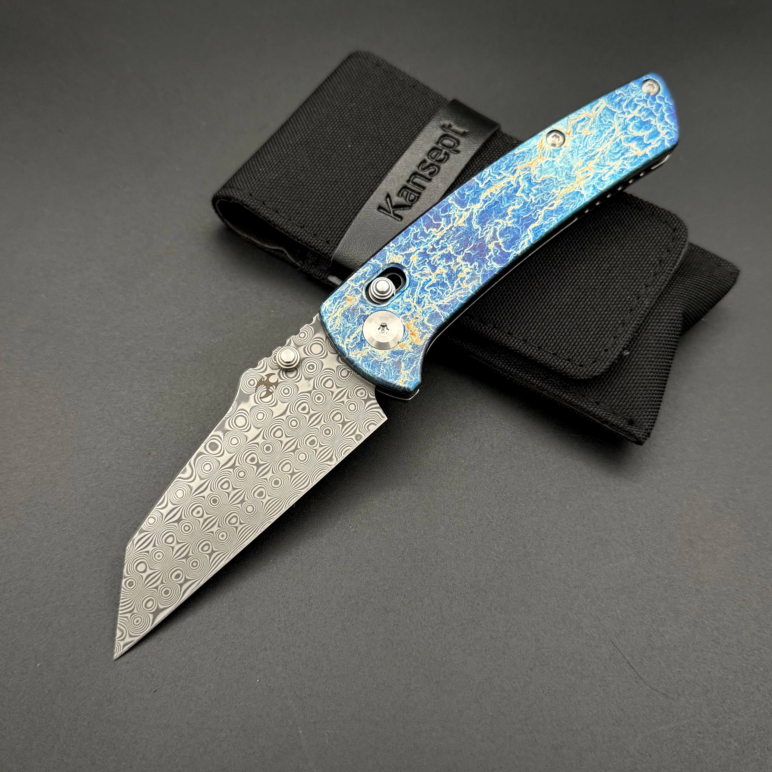 Складной нож Kansept Main Street Damascus Titanium With Lighting Strike Finish