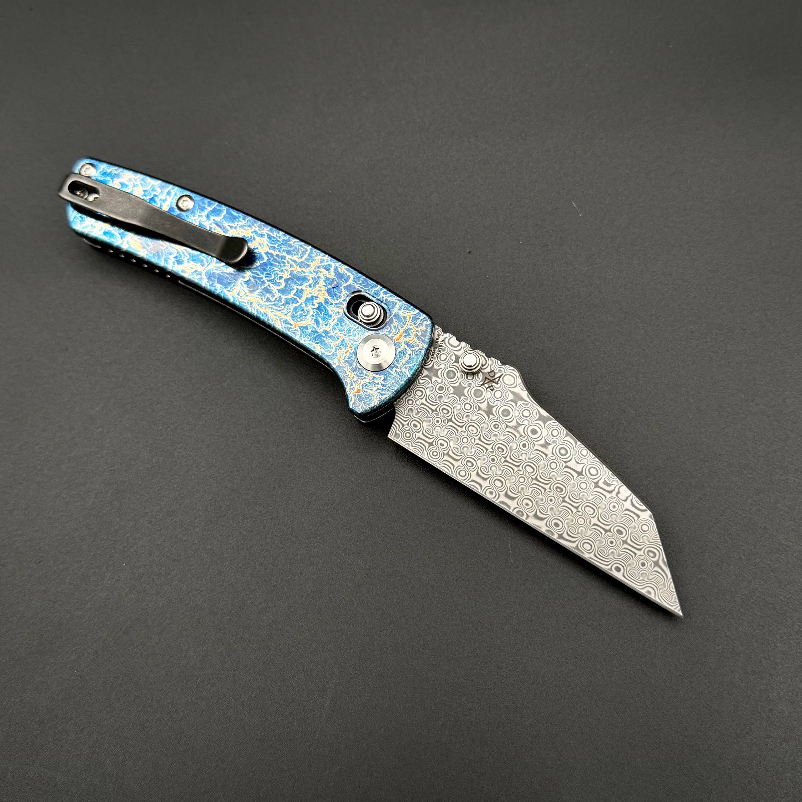 Складной нож Kansept Main Street Damascus Titanium With Lighting Strike Finish