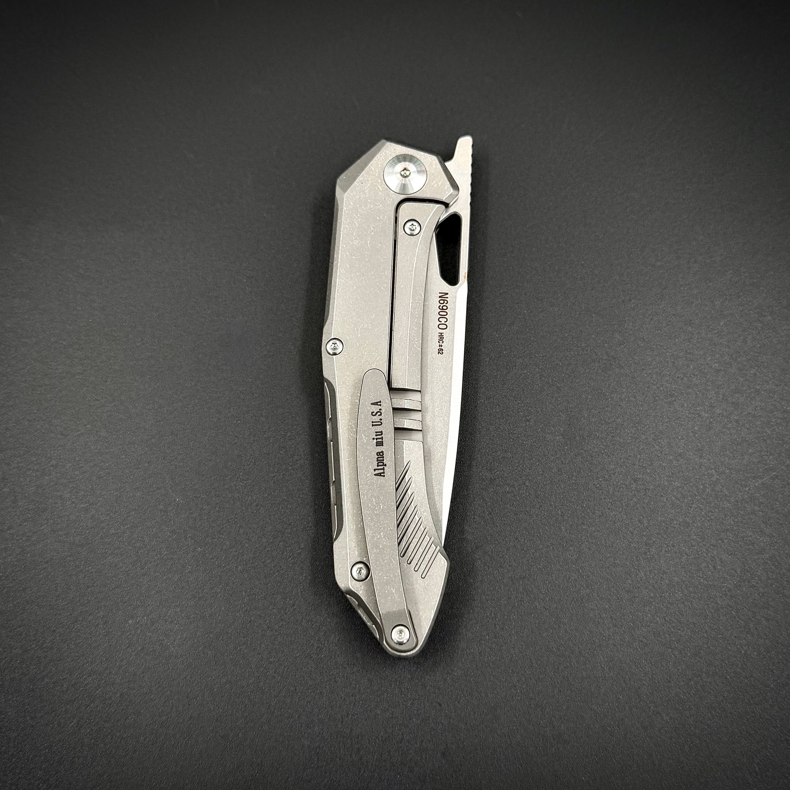 Складной нож Vigil n690co Titanium Carbon Fiber T107 Green Alpha Miu