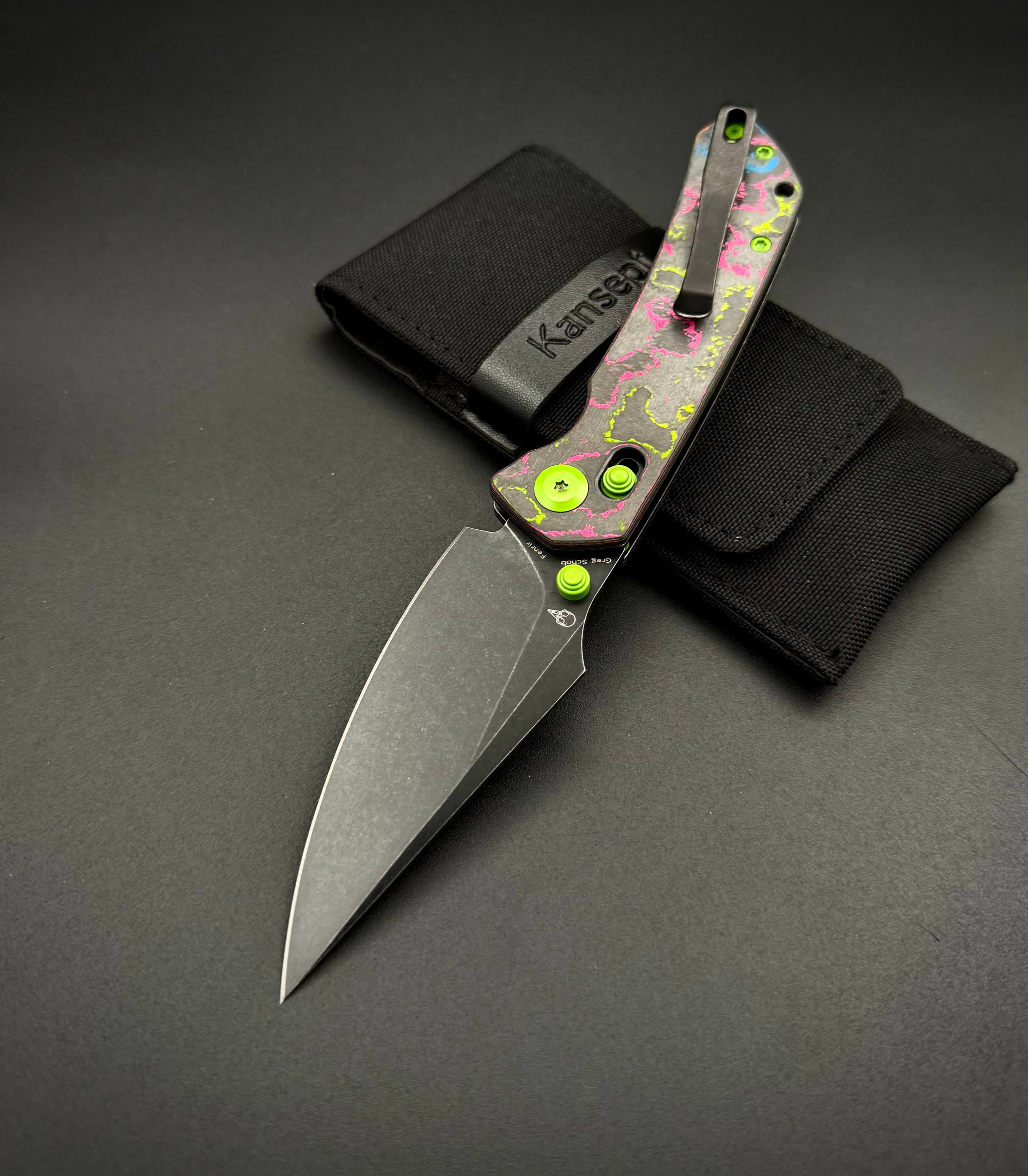 Складной нож Kansept Fenrir Black Stowashed CPM S35VN 80S Camo Carbon Fiber