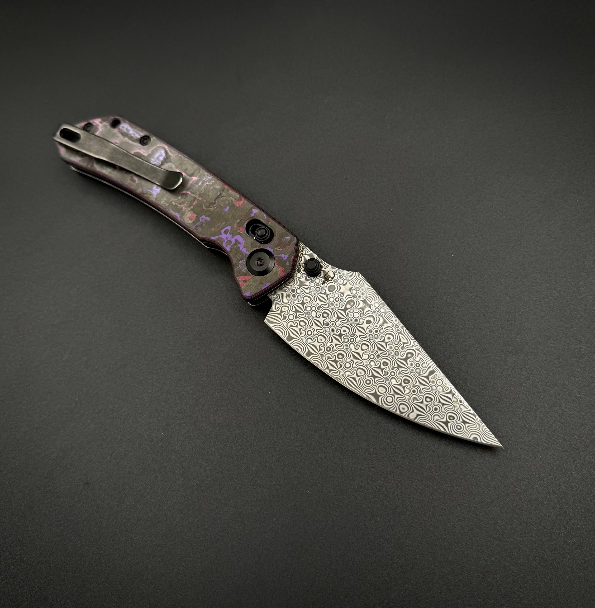 Складной нож Kansept Fenrir Damascus Purple Haze Fatcarbon