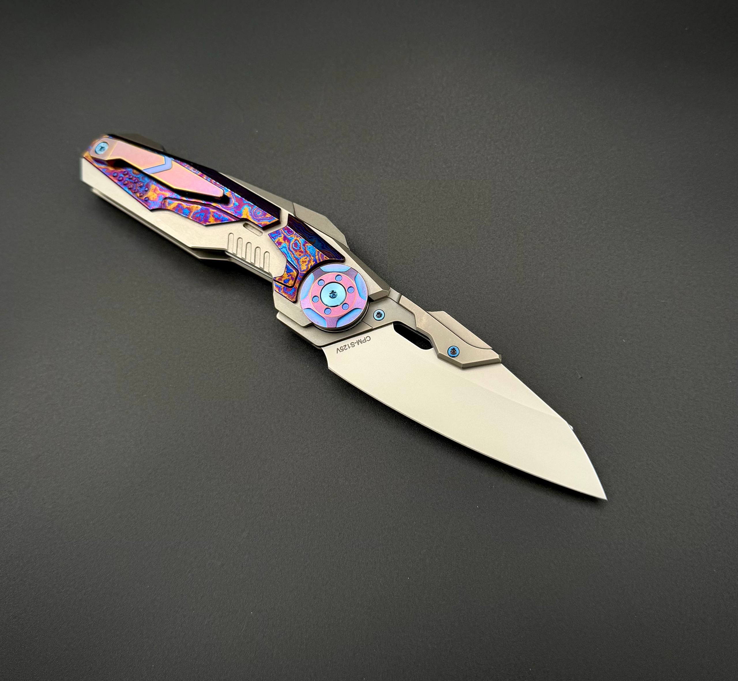 Складной нож интеграл Nexus CPM S125V Timascus Gunmetal Black Titanium  Alpha Miu