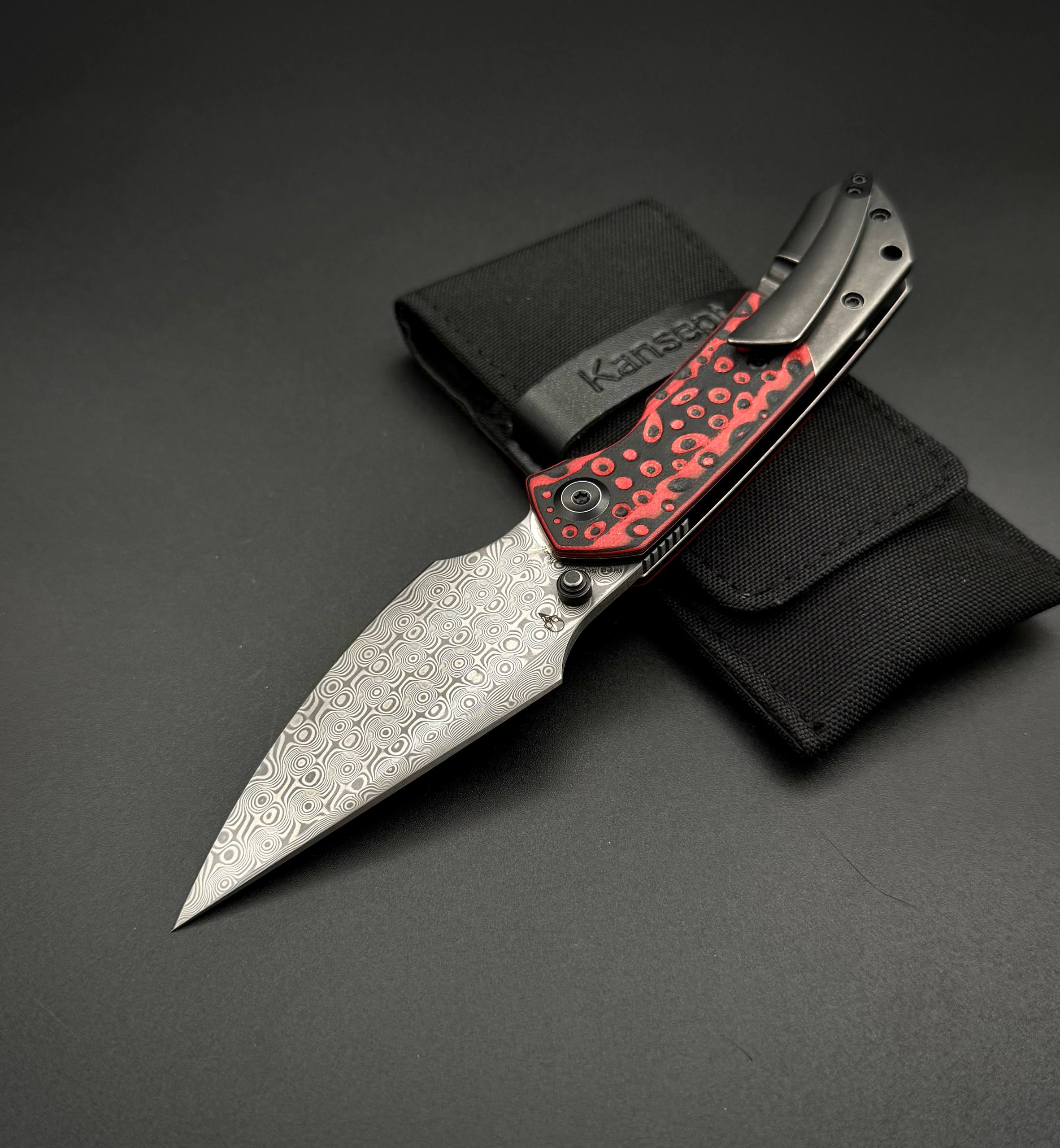 Складной нож Kansept Fenrir Damascus Black Red G10 Black TiCn Coated Titanium