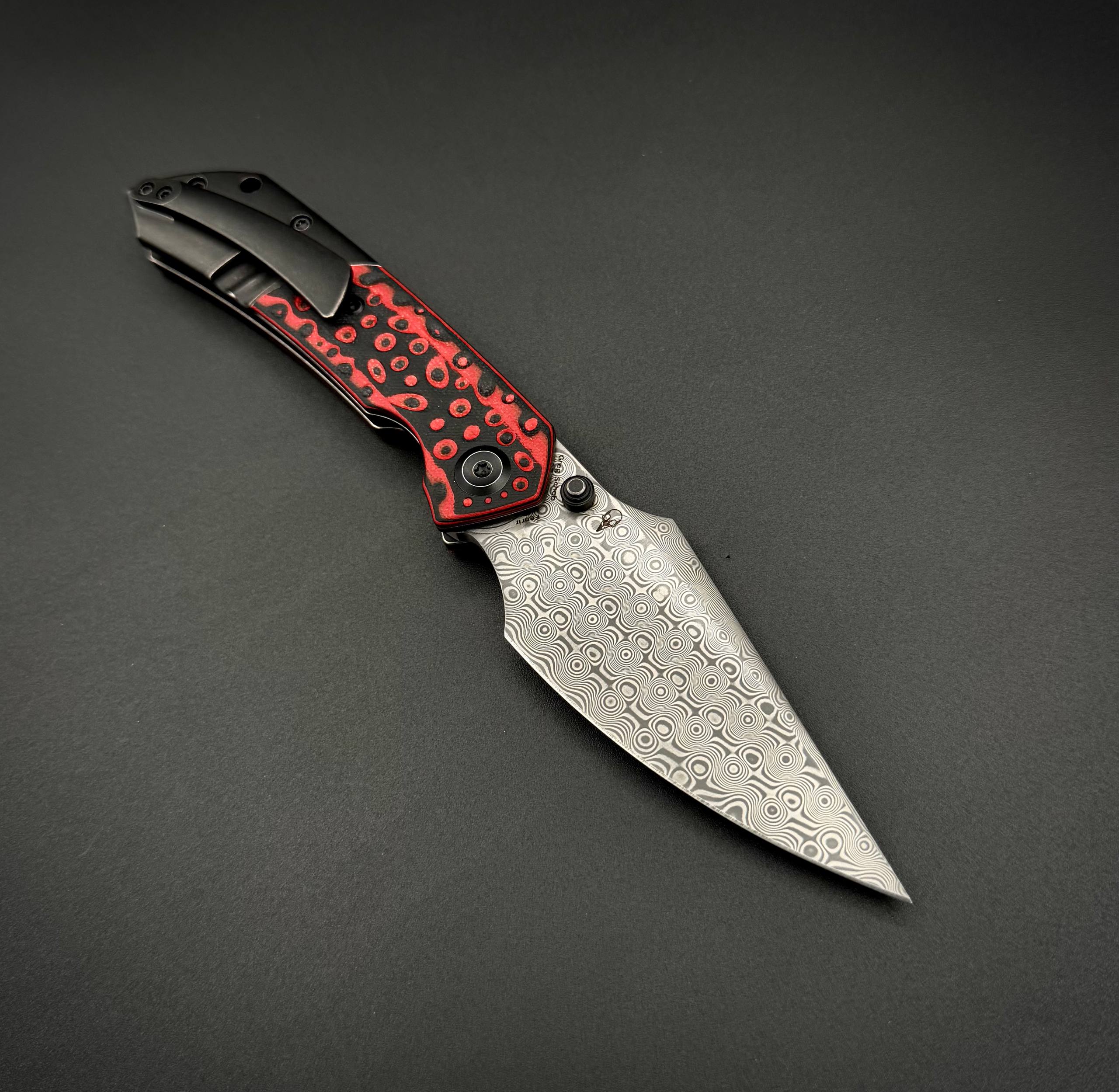 Складной нож Kansept Fenrir Damascus Black Red G10 Black TiCn Coated Titanium