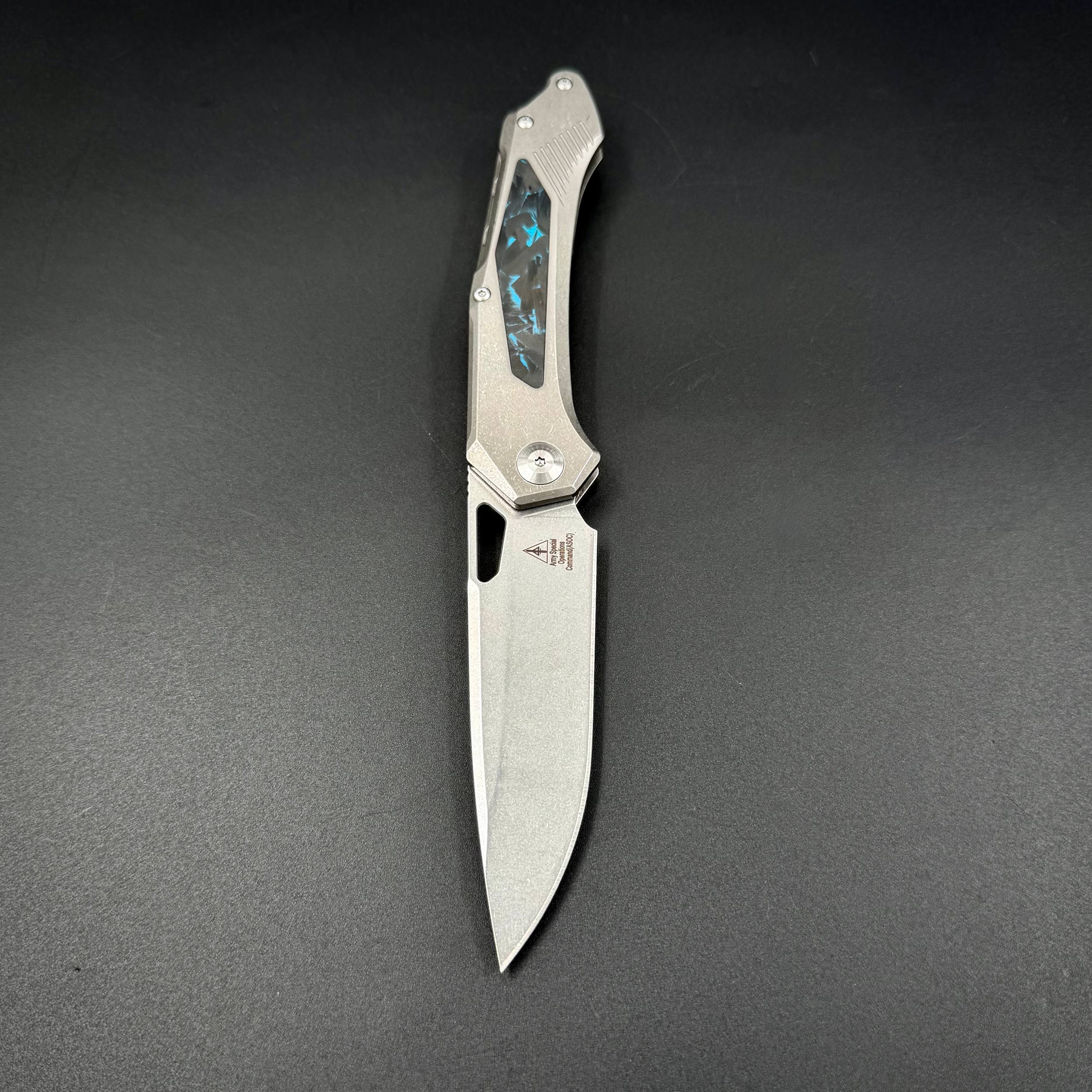 Складной нож Vigil n690co Titanium Carbon Fiber T107 Blue Alpha Miu