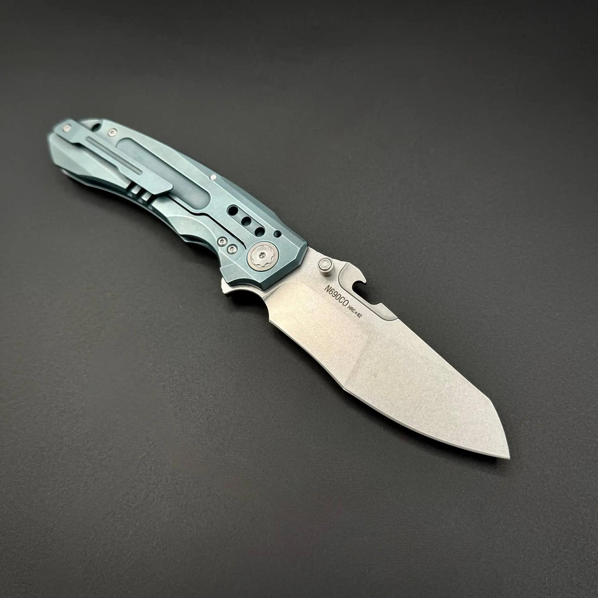 Складной тактический нож Martian n690co Titanium Light Blue Alpha Miu