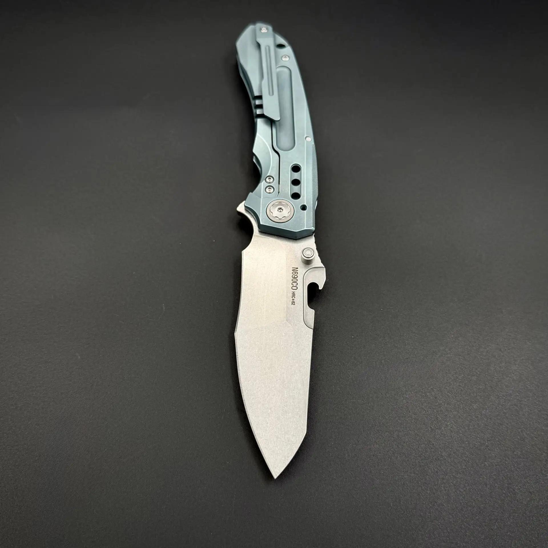 Складной тактический нож Martian n690co Titanium Light Blue Alpha Miu