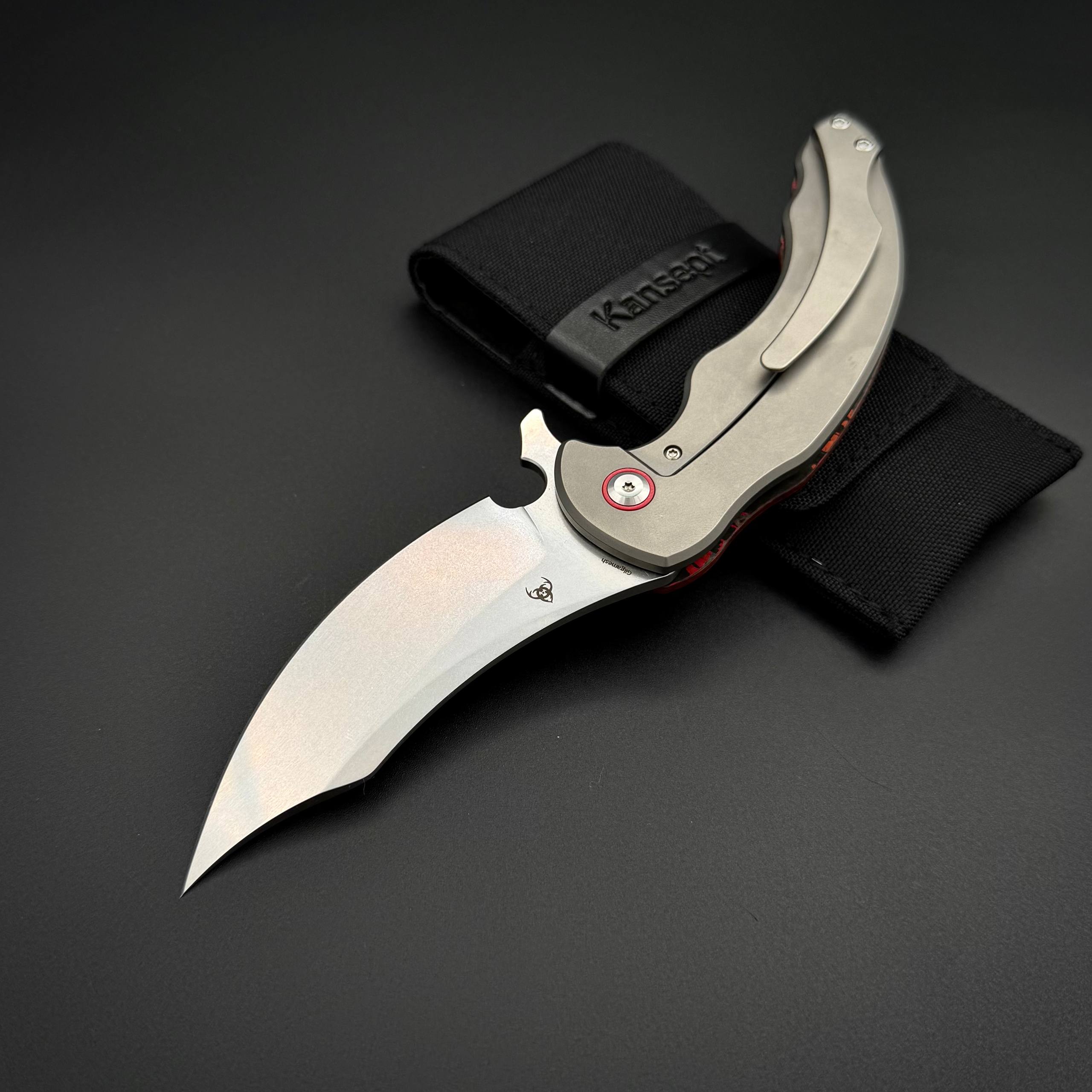 Складной нож Gilgamesh Kansept CPM S35VN MarsValley FatCarbon Fiber, Beat Blasted Titanium