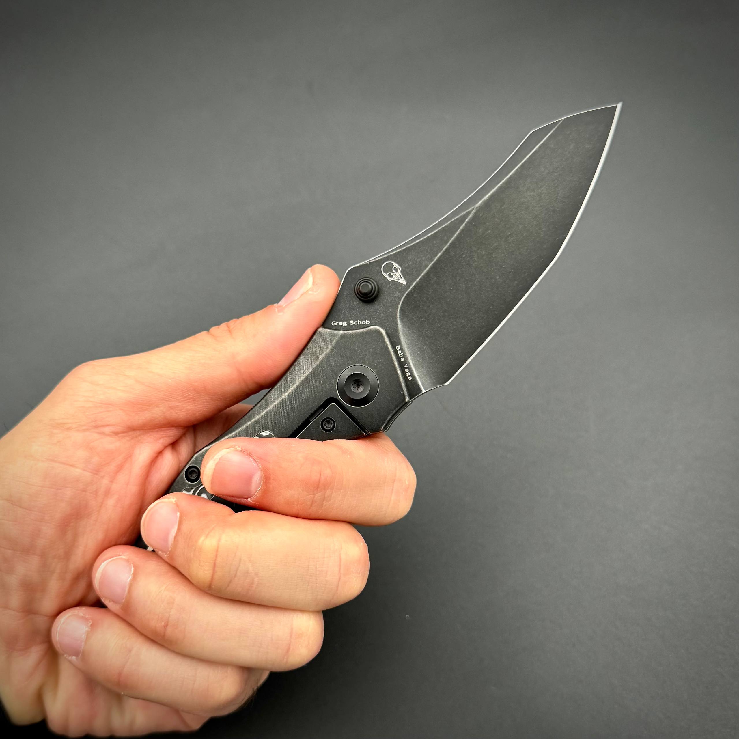 Складной нож Kansept Baba Yaga CPM 20CV Blackwash Titanium Black White Nebula Carbon Inlay