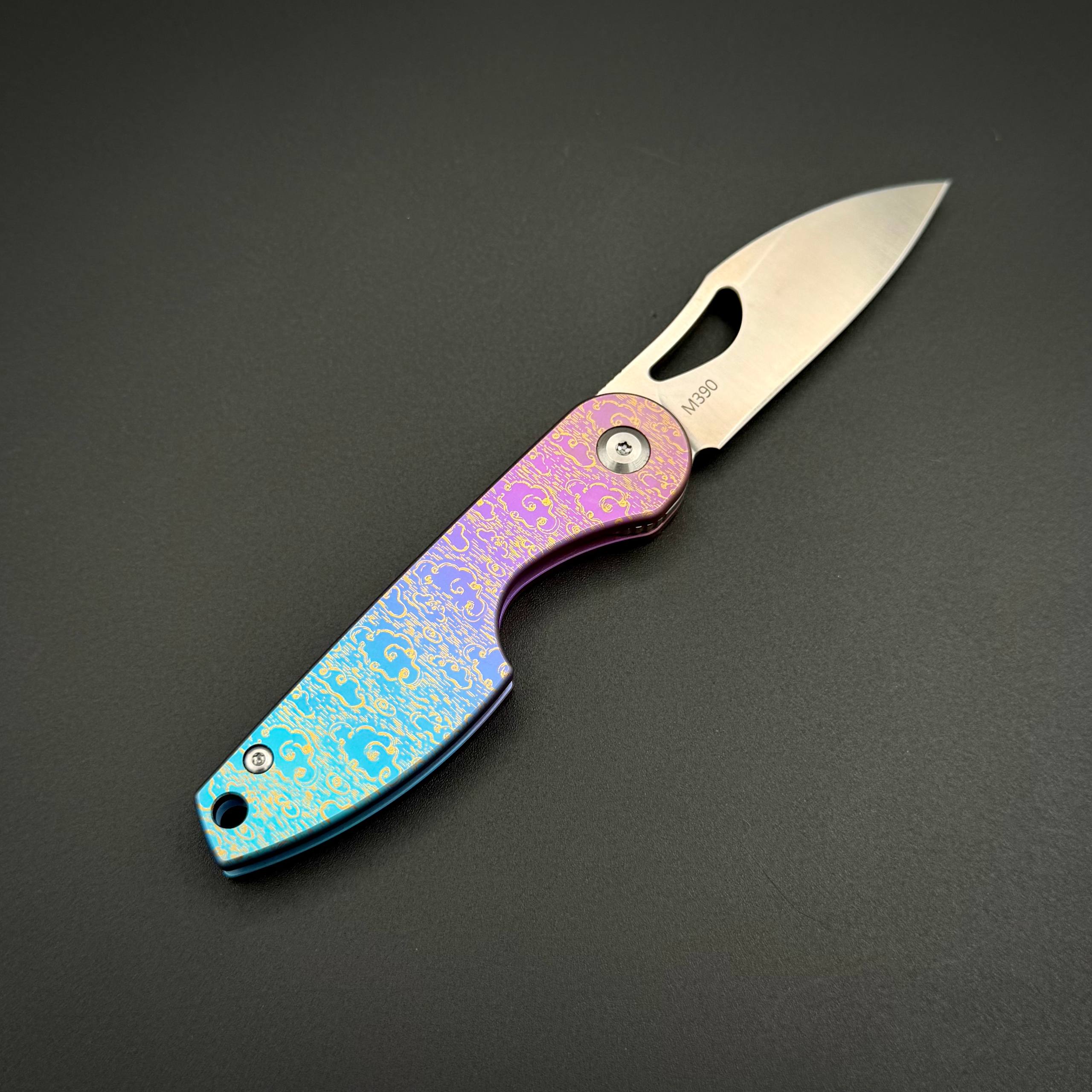 Складной нож ARC Blue Pink M390 Titanium Detent Lock Terra Series