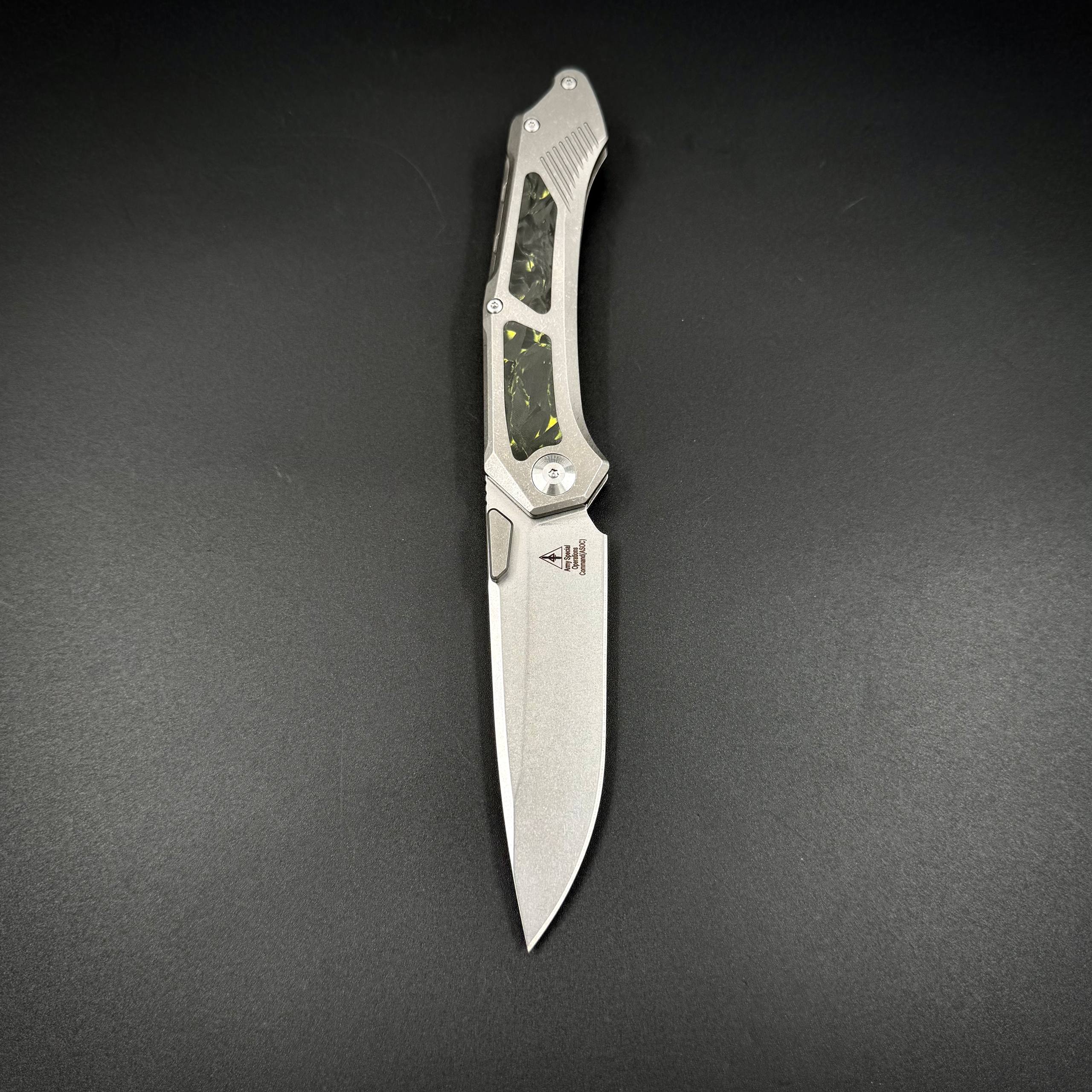 Складной нож Vigil n690co Titanium Carbon Fiber T108 Yellow Alpha Miu