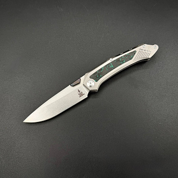 Складной нож Vigil n690co Titanium Custom Carbon Fiber T106 Green Alpha Miu