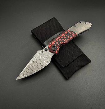 Складной нож Kansept Fenrir Damascus Black Red G10 Black TiCn Coated Titanium